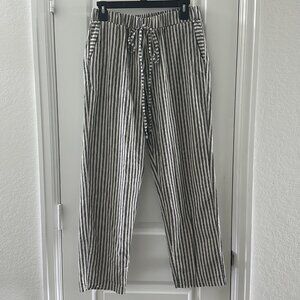 Striped Polyester Drawstring Pants L